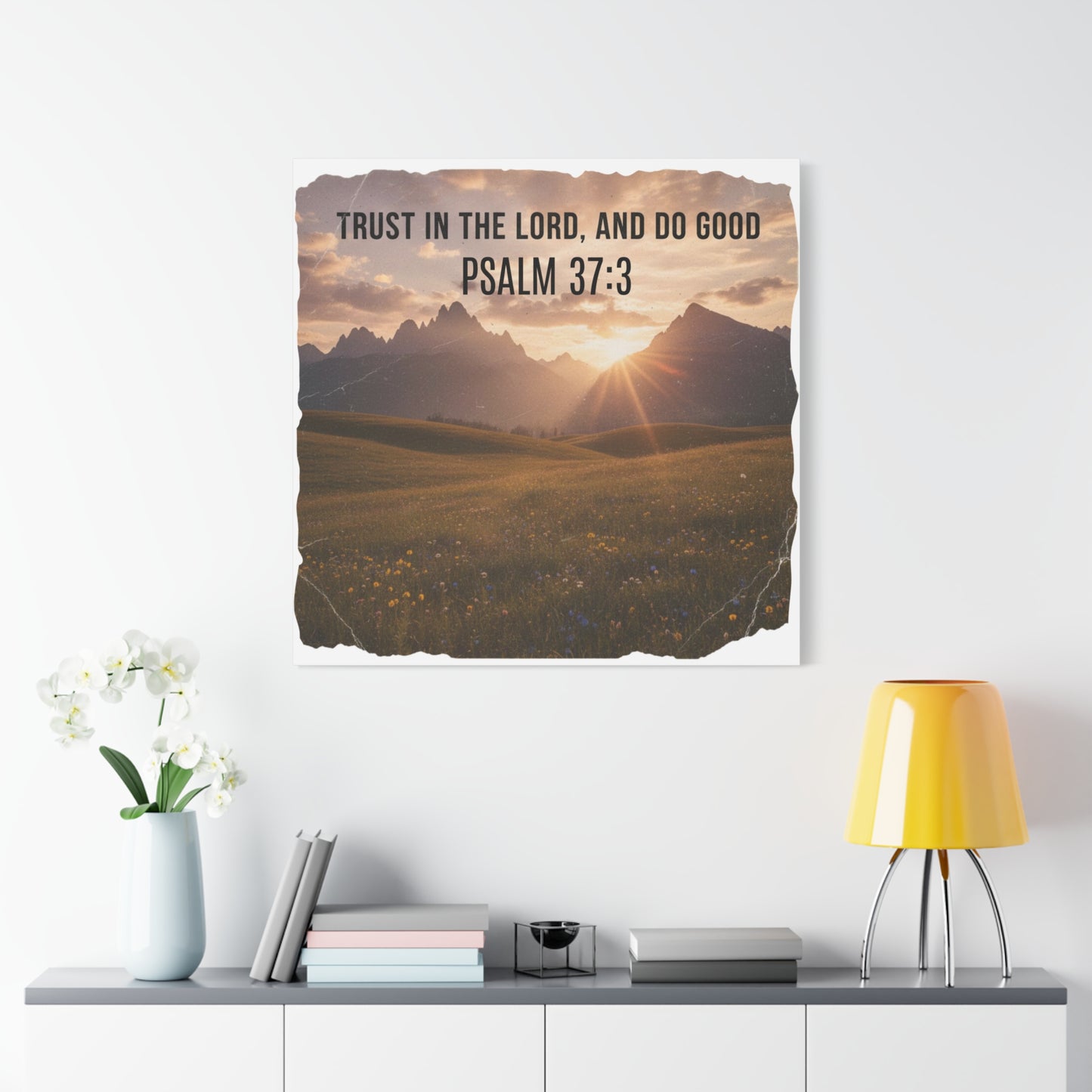 Inspirational Wall Art, Nature Artwork, Psalm 37:3 Decor, Motivational Home Decor, Rustic Canvas
