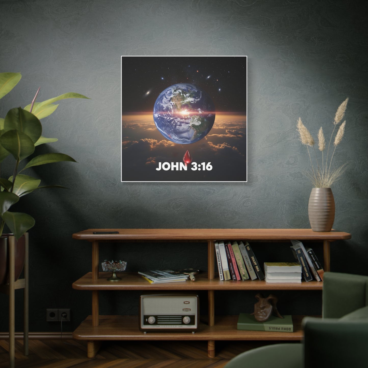 Bible Verse Canvas, Inspirational Wall Decor, Religious Wall Art, Home Decor, Christian Gift, John 3:16 Design