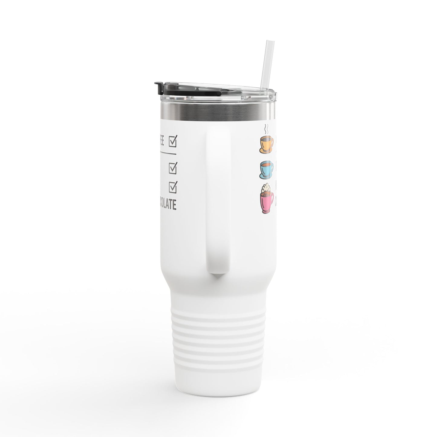 40oz Insulated Travel Mug - Coffee, Tea, Hot Chocolate Checklist - What is your favorite?