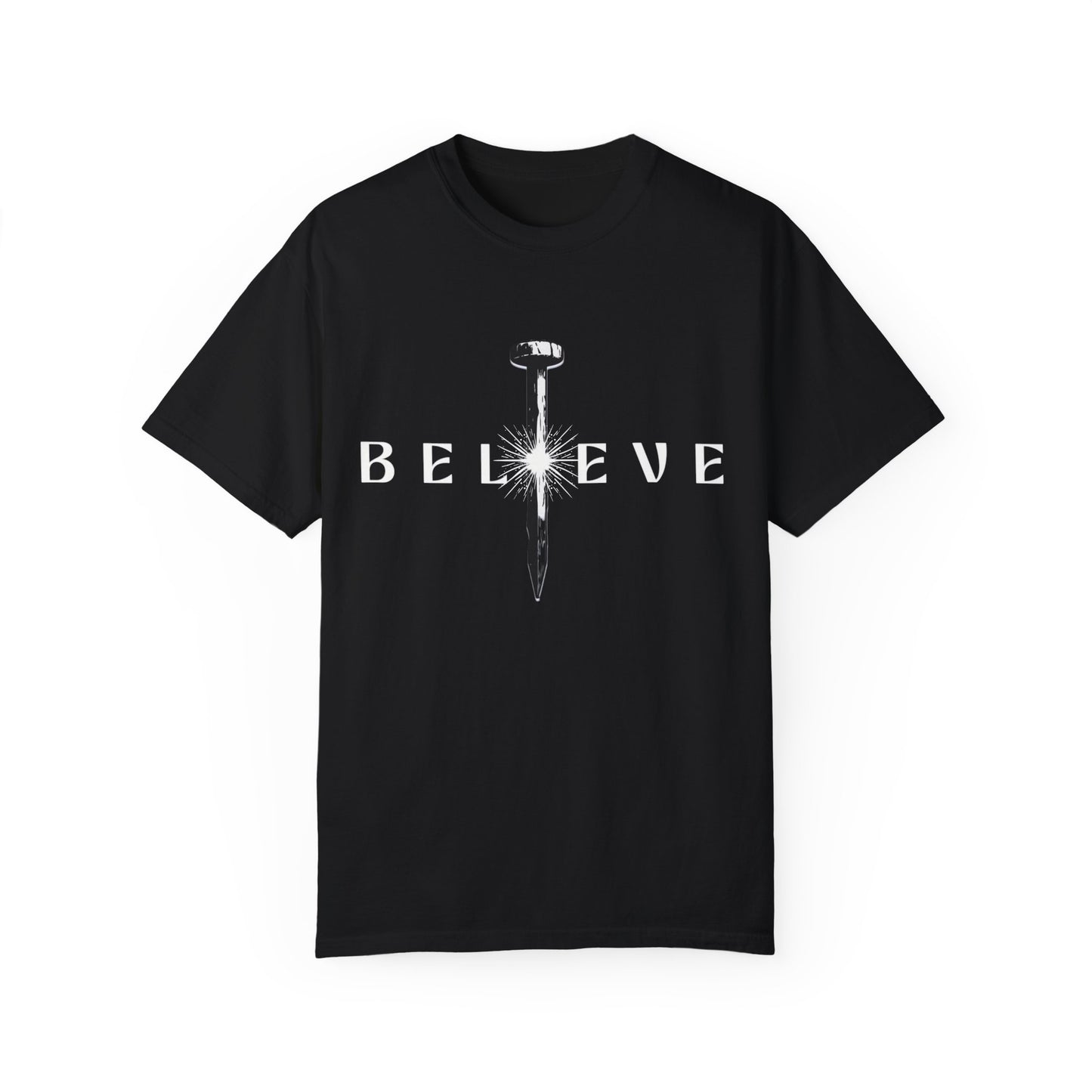 Unisex 'Believe' Garment-Dyed T-shirt - Inspirational Graphic Tee
