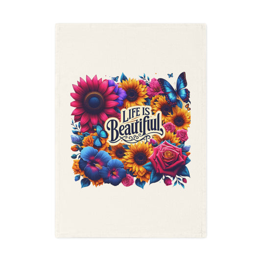 Floral Life is Beautiful 100% Organic Cotton Tea Towel