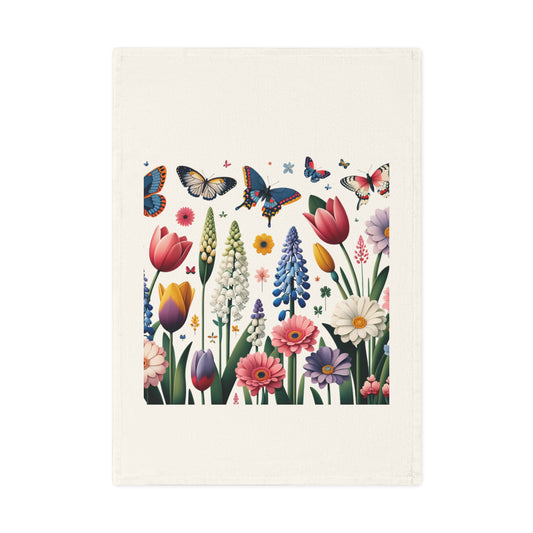 Floral Butterfly Cotton Tea Towel - Perfect for Spring Decor and Gifts