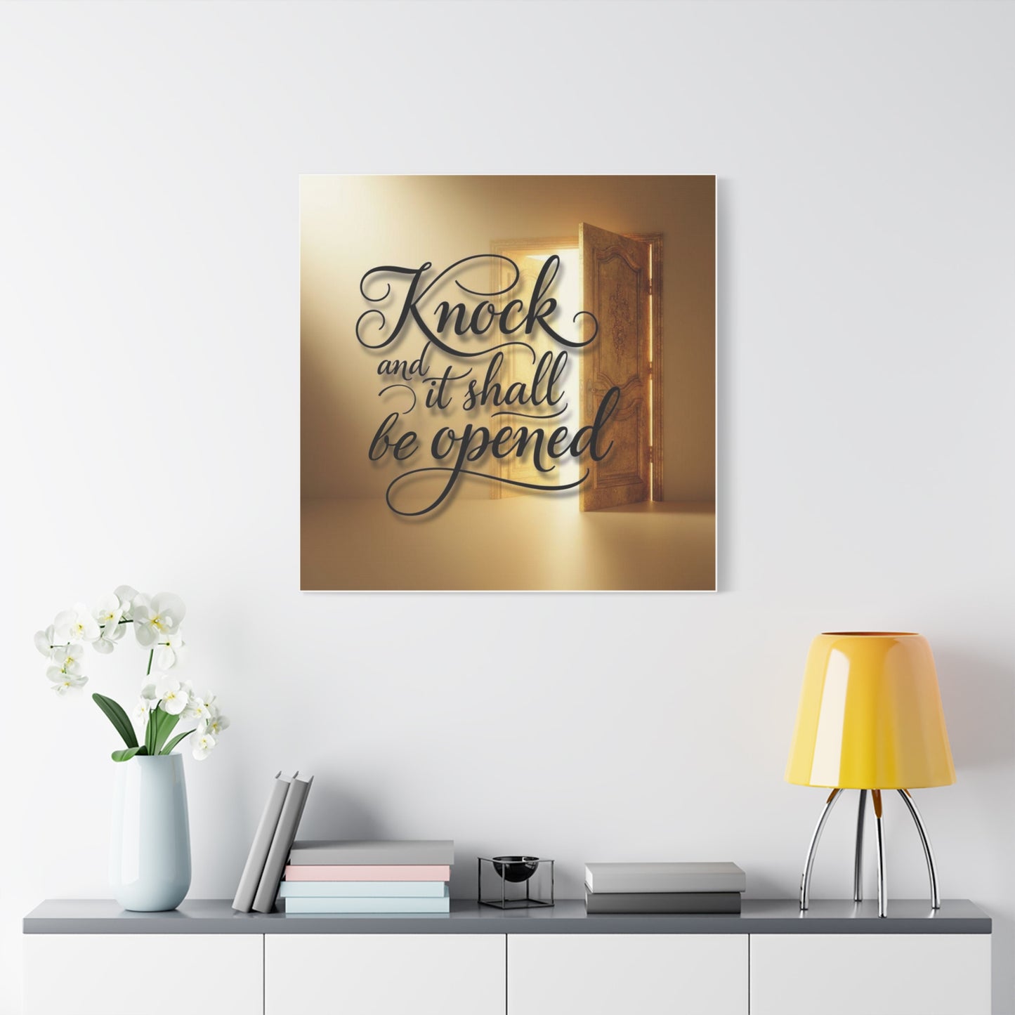 Inspirational Wall Art Canvas, Home Decor, Motivational Wall Art, Knock and it shall be opened, Gift for New Home, Christian Decor
