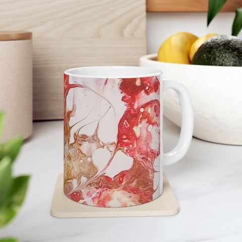 "Love" Fruit of the Spirit series - acrylic pour design - Abstract Art Ceramic Mug - Colorful Marble Design (11oz & 15oz)