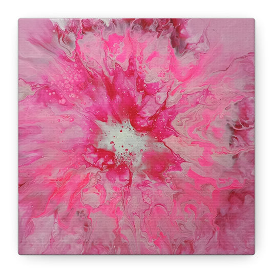 Pink Floral Explosion Matte Canvas Print — Abstract Flower Wall Art