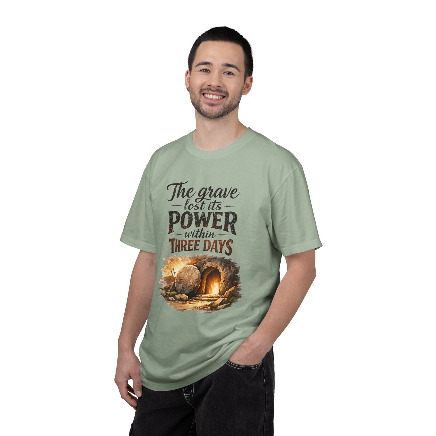 Christian Easter T-Shirt — “The Grave Lost Its Power Within Three Days” Resurrection Tee