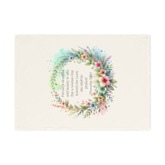Decorative Cotton Tea Towel with Floral Proverbs Design
