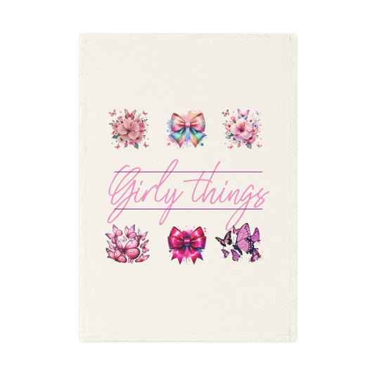 Girly Things Cotton Tea Towel - Floral and Bow Design
