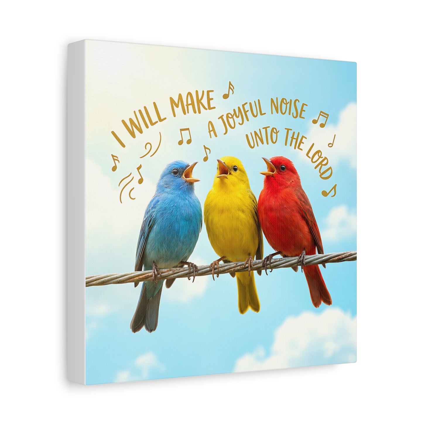 Joyful Birds Canvas Wall Art — "I Will Make A Joyful Noise unto the Lord" Motivational Wall Art