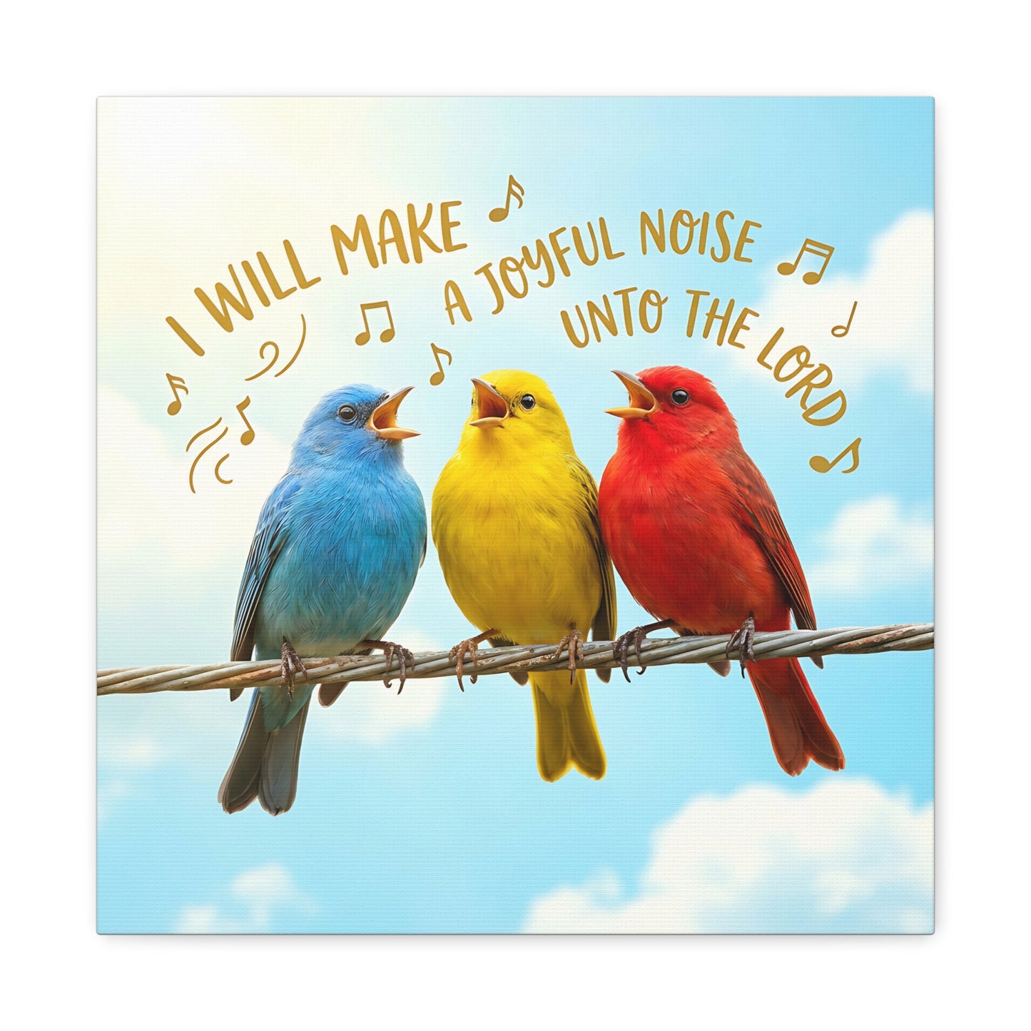 Joyful Birds Canvas Wall Art — "I Will Make A Joyful Noise unto the Lord" Motivational Wall Art