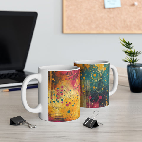 Vibrant Abstract Ceramic Mug - 11oz & 15oz, Perfect for Coffee Lovers