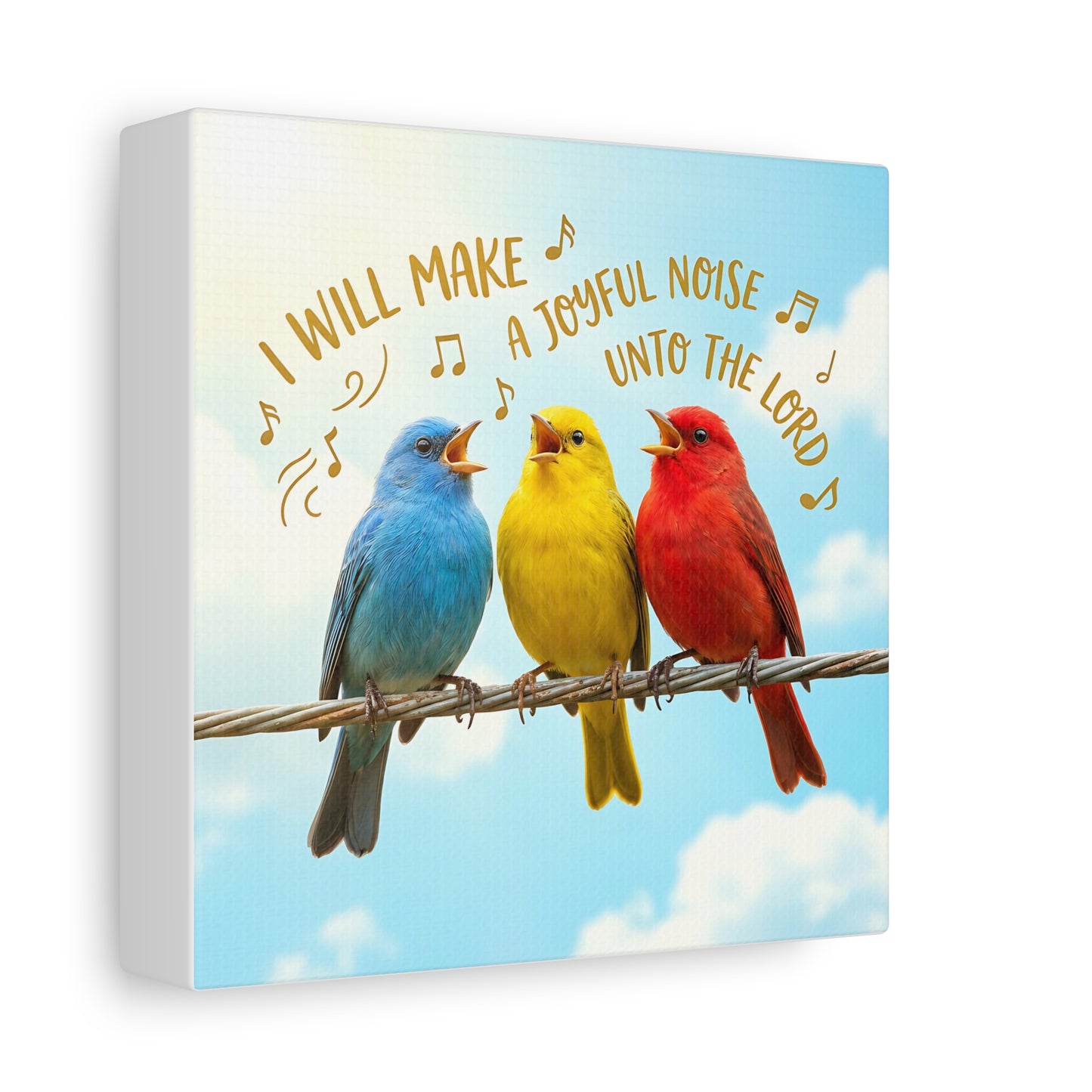 Joyful Birds Canvas Wall Art — "I Will Make A Joyful Noise unto the Lord" Motivational Wall Art