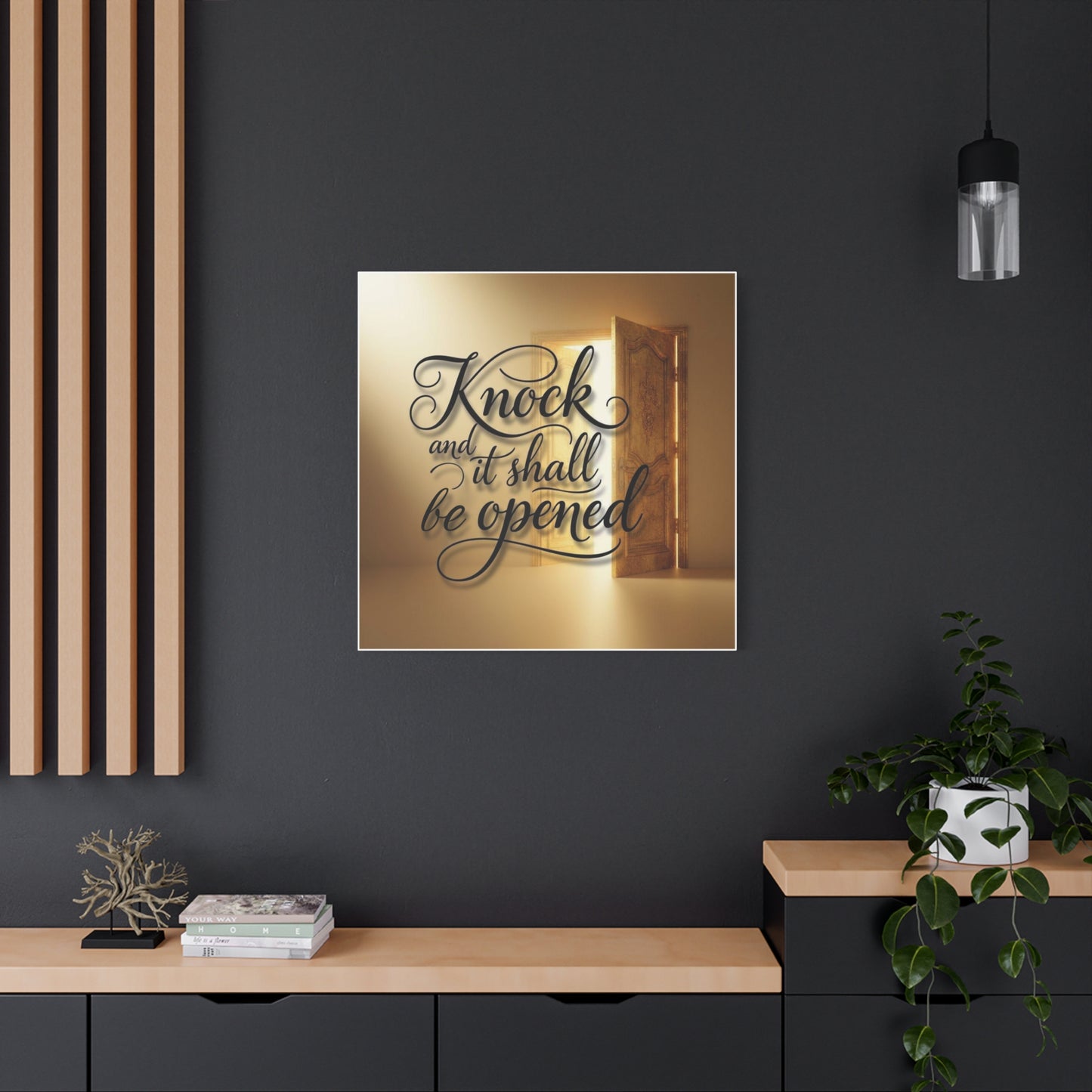 Inspirational Wall Art Canvas, Home Decor, Motivational Wall Art, Knock and it shall be opened, Gift for New Home, Christian Decor