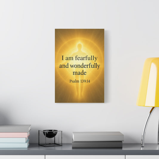 Inspirational Canvas Wall Art, Home Decor, Christian Gifts, Motivational Decor, Uplifting Wall Art, Psalm 139:14 Print