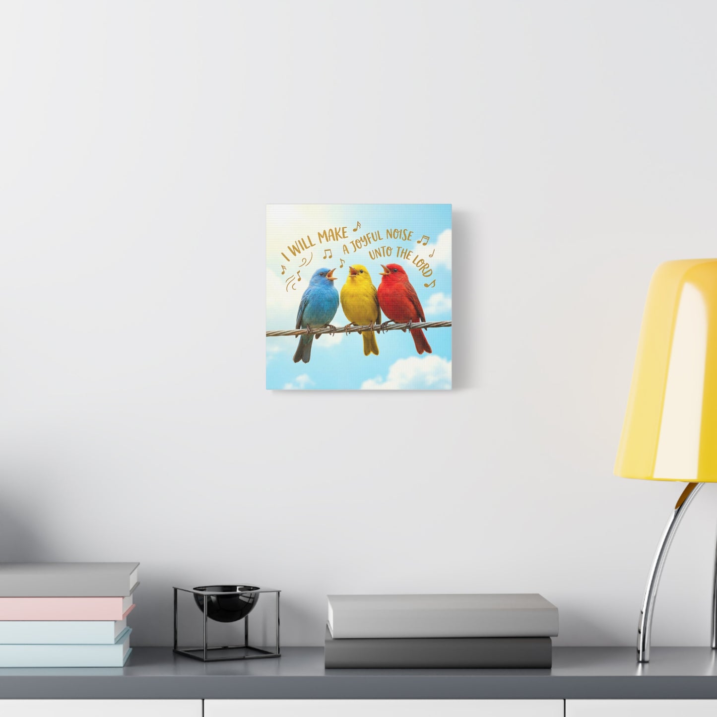 Joyful Birds Canvas Wall Art — "I Will Make A Joyful Noise unto the Lord" Motivational Wall Art