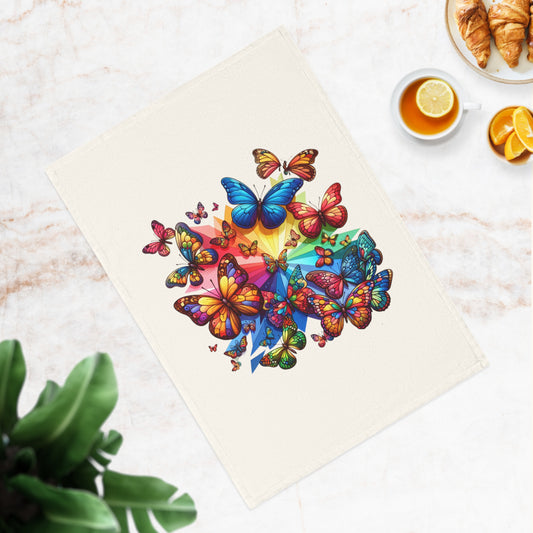 Vibrant Butterfly Cotton Tea Towel - Colorful Kitchen Décor