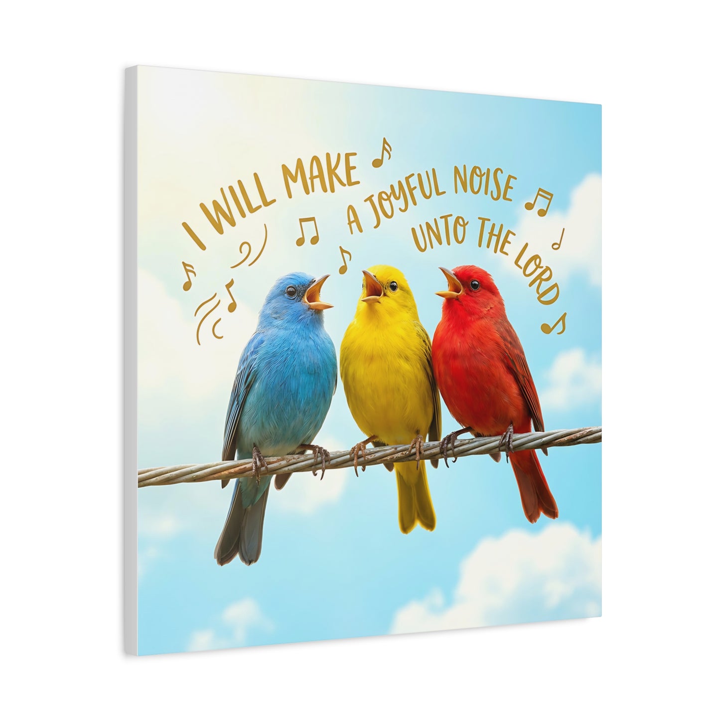 Joyful Birds Canvas Wall Art — "I Will Make A Joyful Noise unto the Lord" Motivational Wall Art