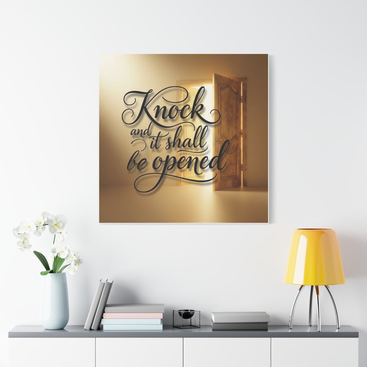 Inspirational Wall Art Canvas, Home Decor, Motivational Wall Art, Knock and it shall be opened, Gift for New Home, Christian Decor