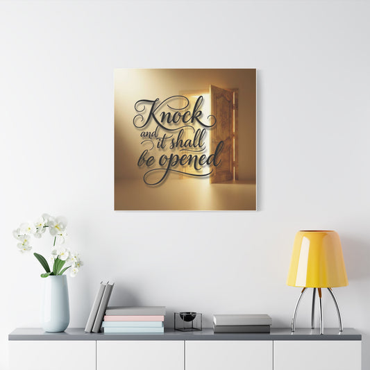Inspirational Wall Art Canvas, Home Decor, Motivational Wall Art, Knock and it shall be opened, Gift for New Home, Christian Decor