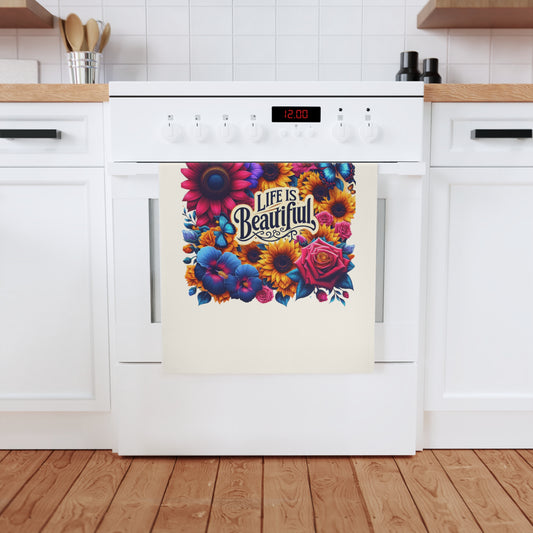 Floral Life is Beautiful 100% Organic Cotton Tea Towel