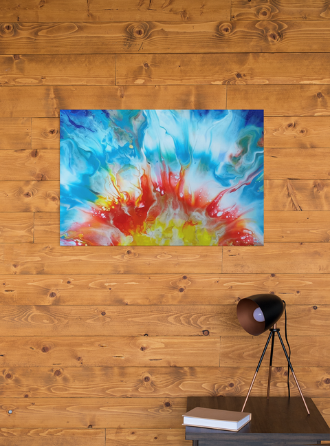 " The First Sunrise" - Acrylic pour painting - Vibrant Abstract Canvas Art Print - Color Explosion Decor