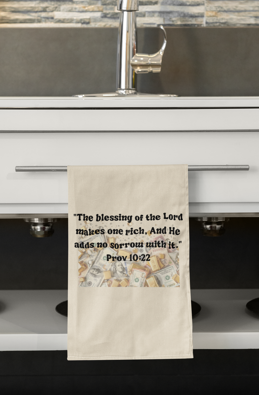 Inspirational Cotton Tea Towel - Blessing of the Lord Design