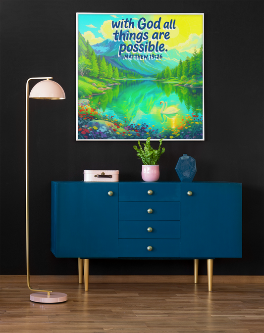 Inspirational Canvas Wall Art, Nature Landscape Decor, Christian Art Print, Bible Verse Home Decor, Motivational Wall Hanging