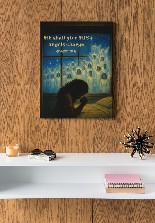 Inspirational Canvas Wall Art, Religious Home Decor, Angel Prayer Artwork, Spiritual Art Print, Christian Decor