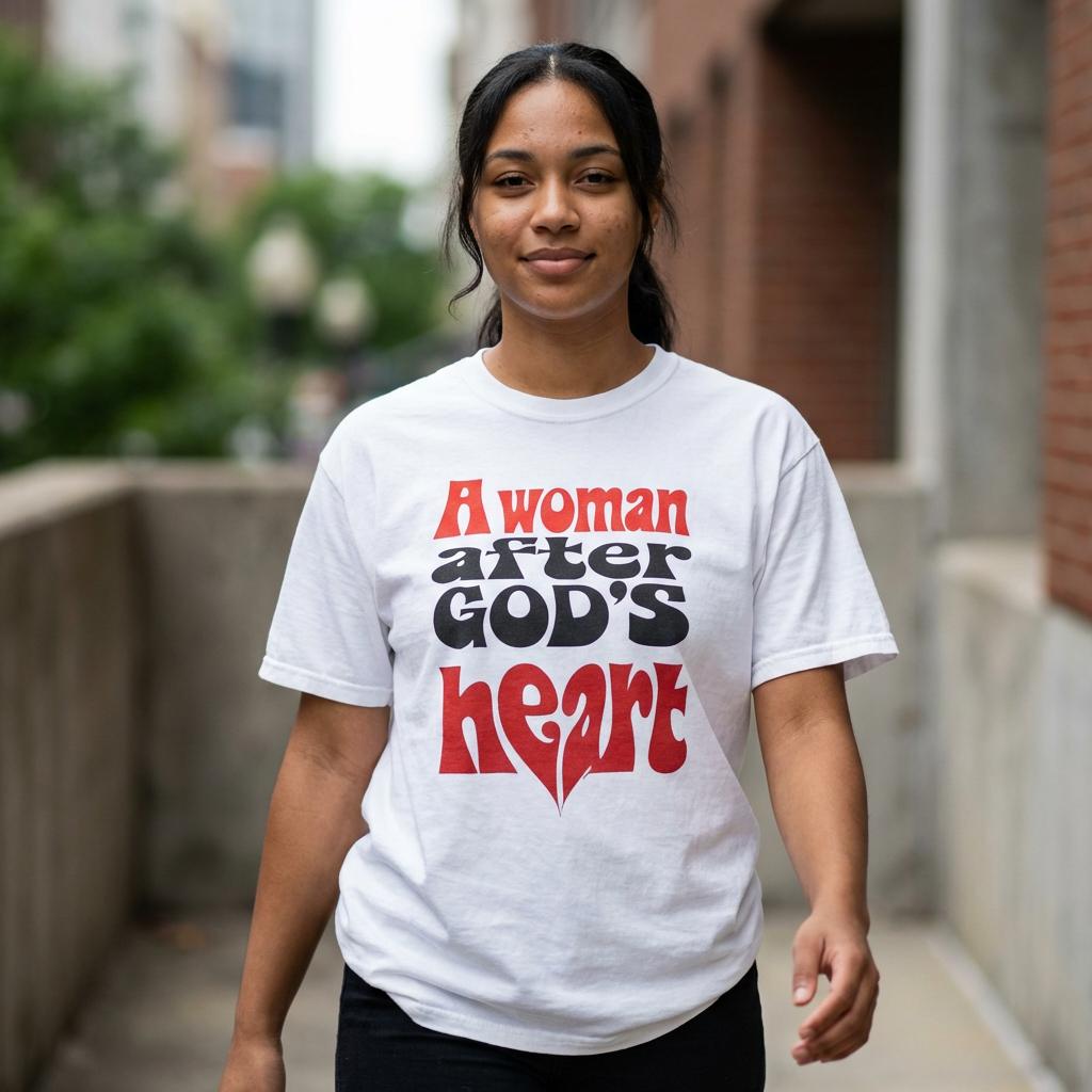 T-Shirt — "A Woman After God's Heart" Christian Faith Graphic Tee