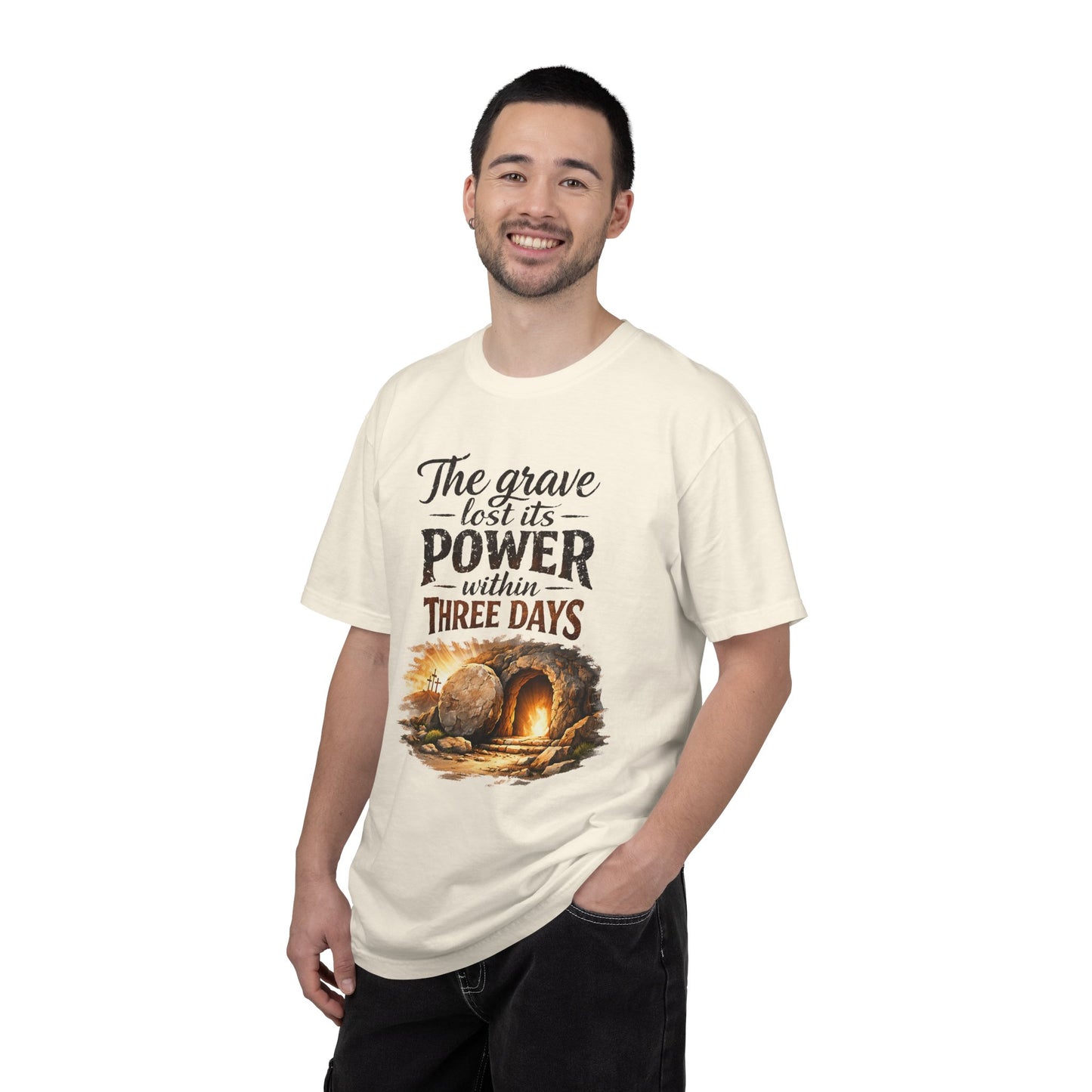 Christian Easter T-Shirt — “The Grave Lost Its Power Within Three Days” Resurrection Tee