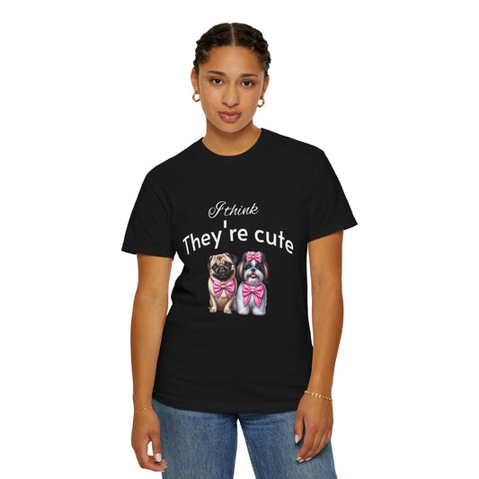 I think they're cute - an adorable pug and a cute shih tzu toy dog - Unisex T-Shirt - Nature Art Tee