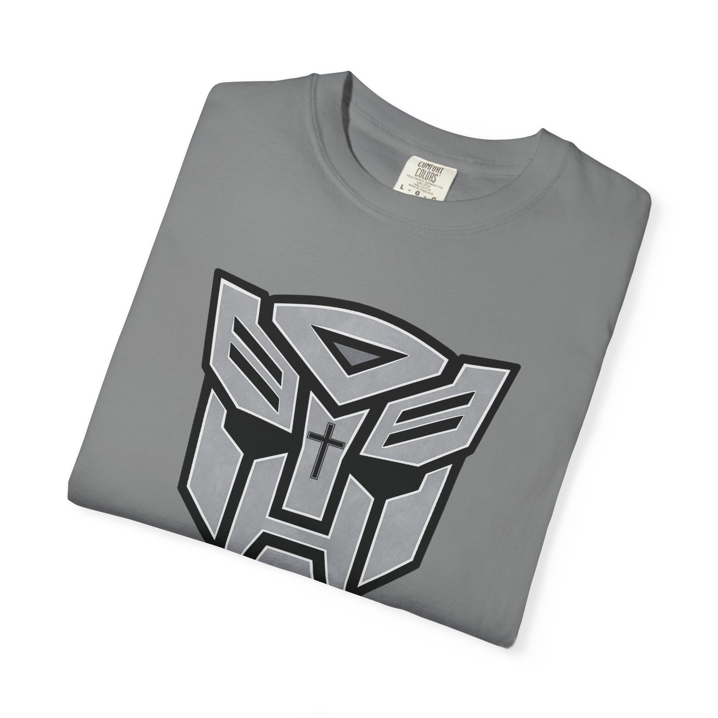 Transformed Graphic Tee — "Transformed" Romans 12:2 Christian Transformer Logo T-Shirt