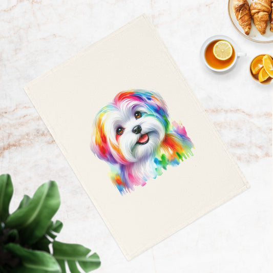 Colorful Puppy Cotton Tea Towel - Perfect for Dog Lovers