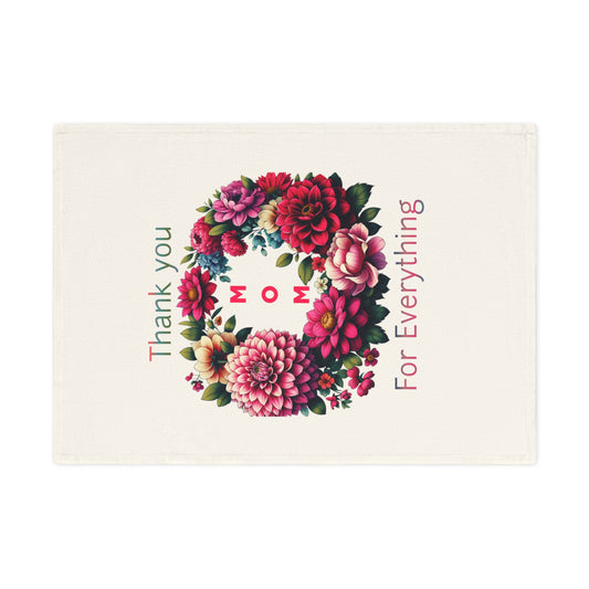 Floral Thank You Mom 100% Organic Cotton Tea Towel