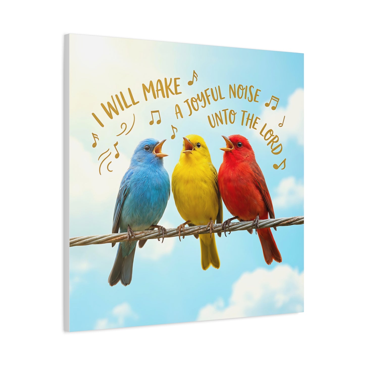 Joyful Birds Canvas Wall Art — "I Will Make A Joyful Noise unto the Lord" Motivational Wall Art