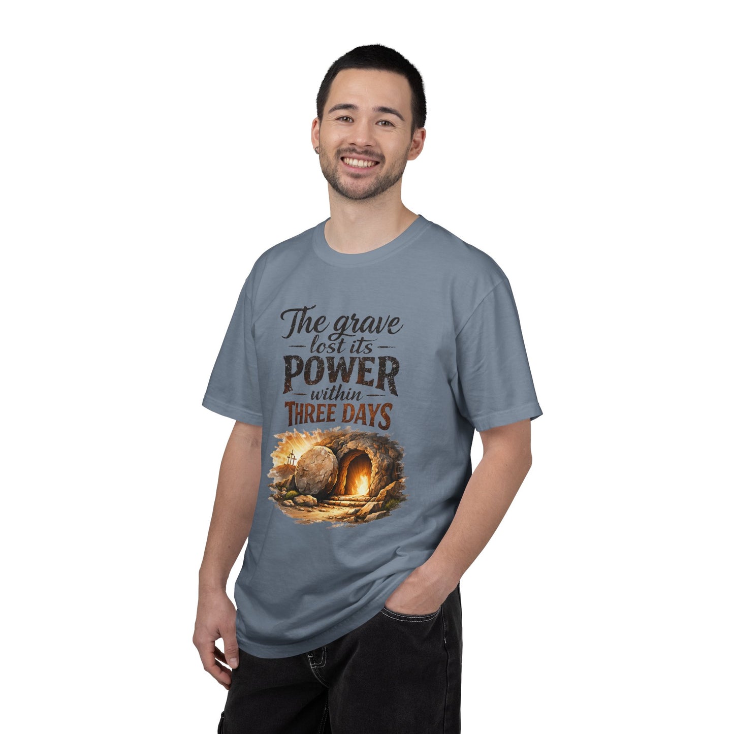 Christian Easter T-Shirt — “The Grave Lost Its Power Within Three Days” Resurrection Tee