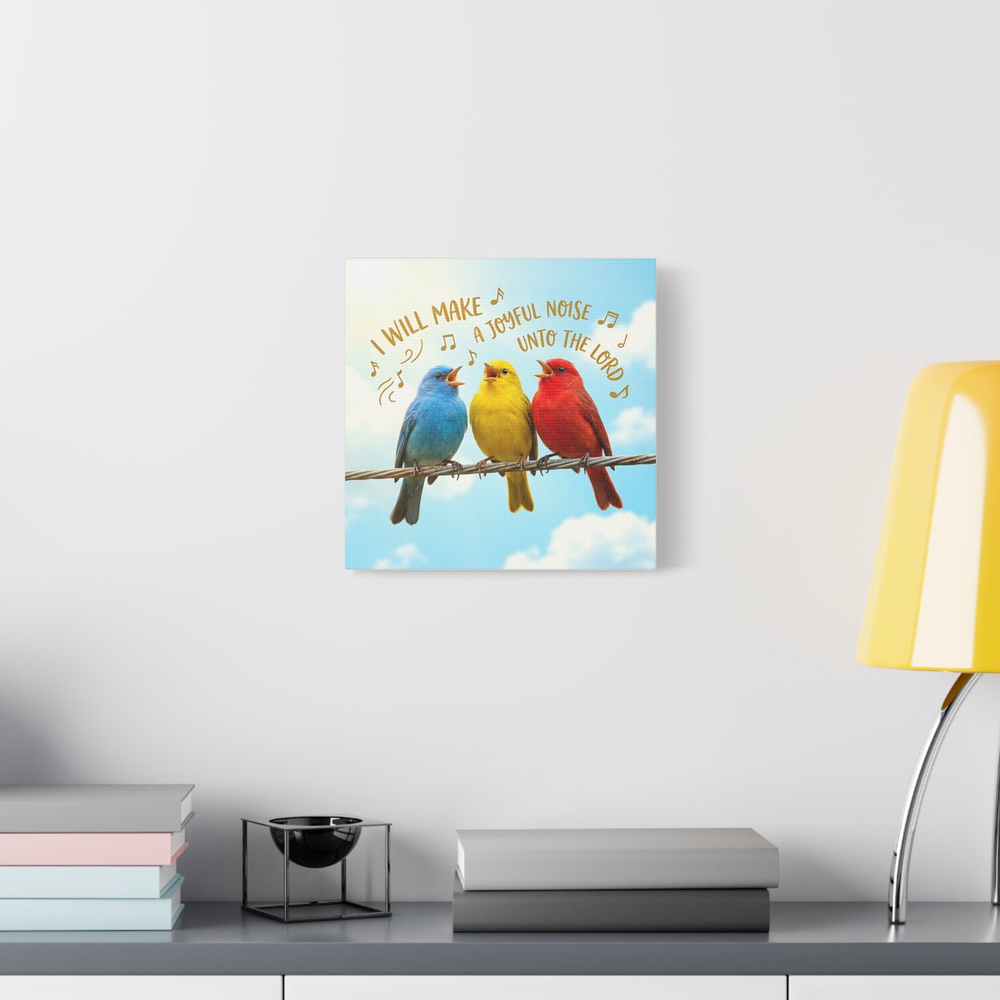 Joyful Birds Canvas Wall Art — "I Will Make A Joyful Noise unto the Lord" Motivational Wall Art