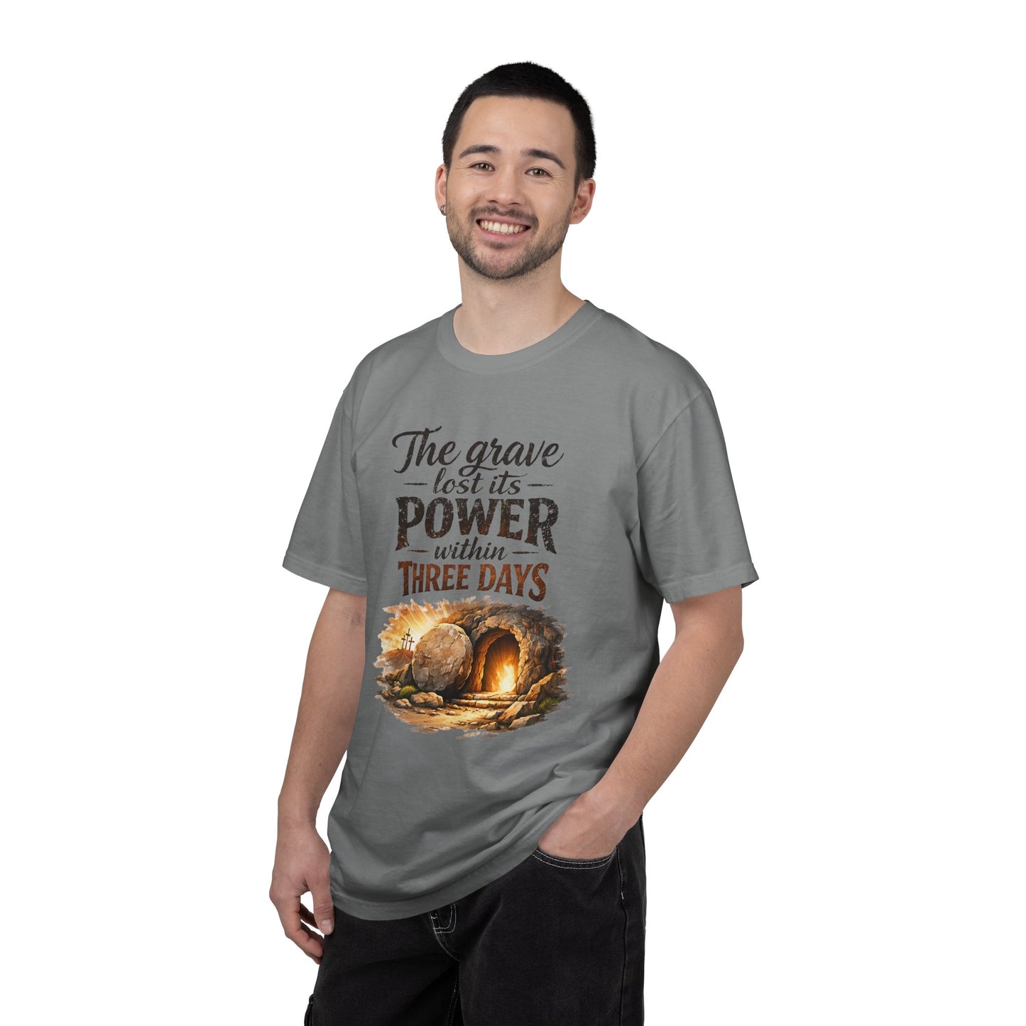 Christian Easter T-Shirt — “The Grave Lost Its Power Within Three Days” Resurrection Tee
