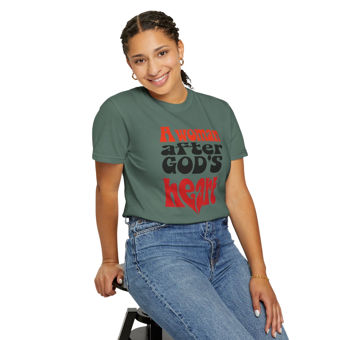 T-Shirt — "A Woman After God's Heart" Christian Faith Graphic Tee