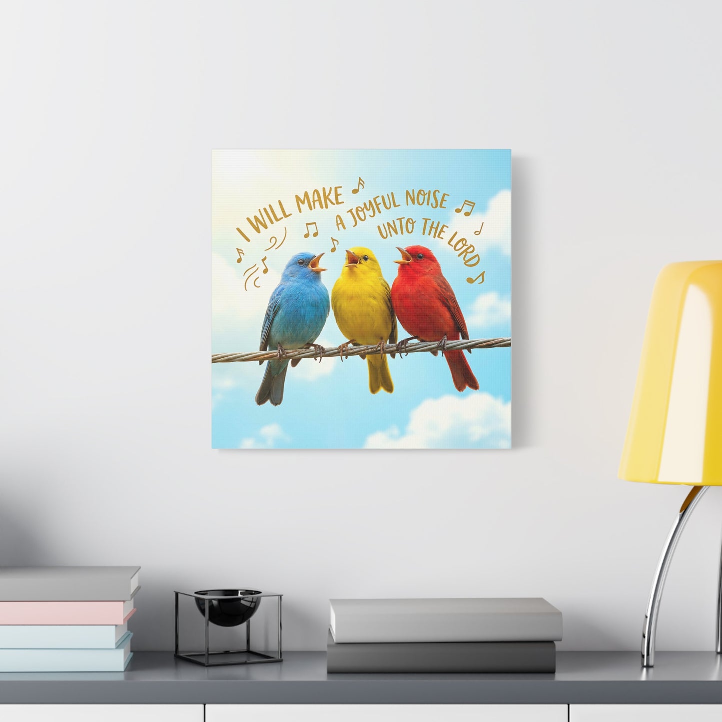 Joyful Birds Canvas Wall Art — "I Will Make A Joyful Noise unto the Lord" Motivational Wall Art