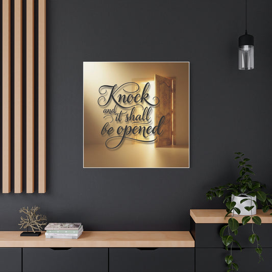 Inspirational Wall Art Canvas, Home Decor, Motivational Wall Art, Knock and it shall be opened, Gift for New Home, Christian Decor