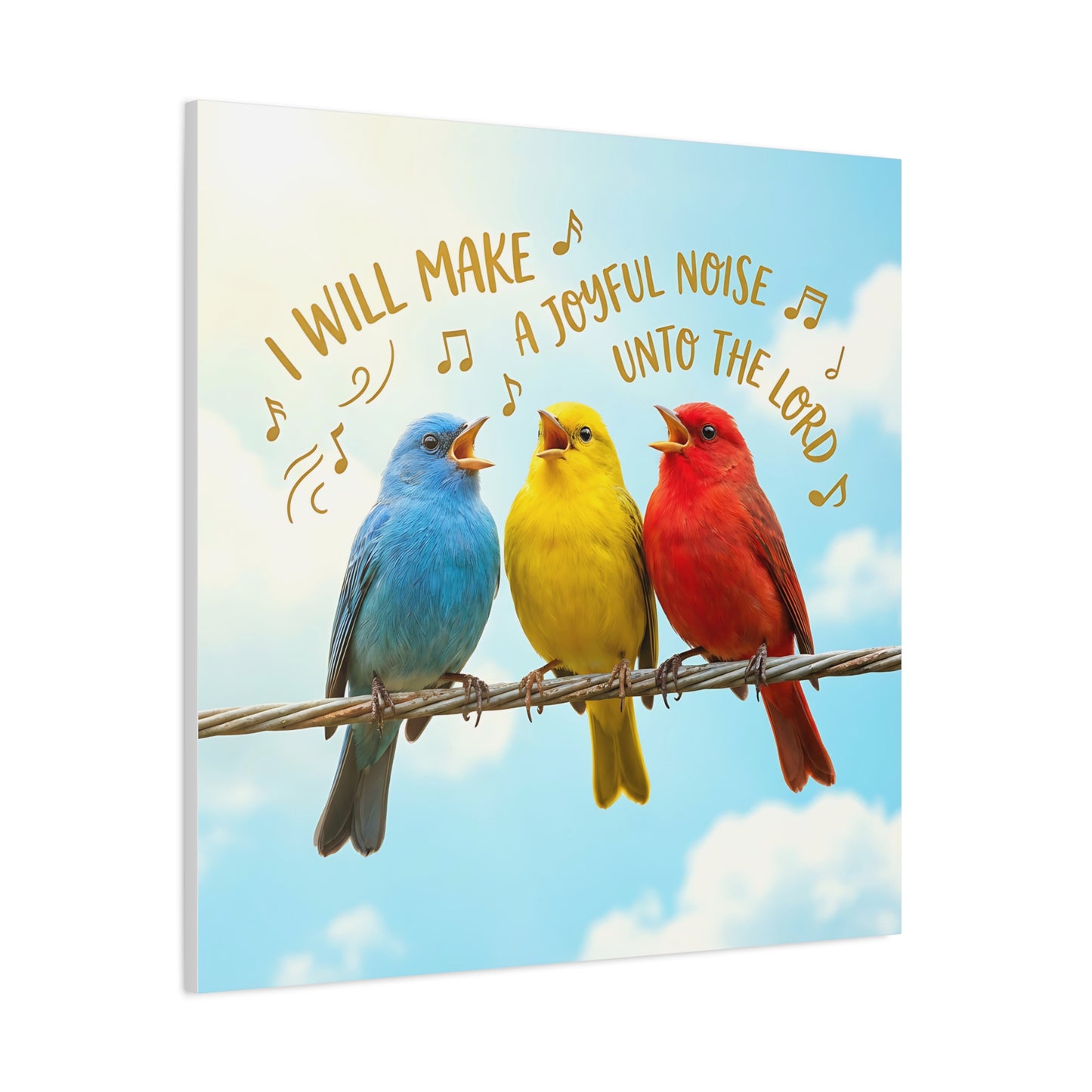 Joyful Birds Canvas Wall Art — "I Will Make A Joyful Noise unto the Lord" Motivational Wall Art