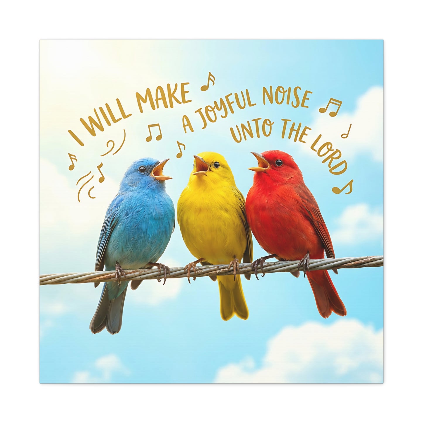 Joyful Birds Canvas Wall Art — "I Will Make A Joyful Noise unto the Lord" Motivational Wall Art