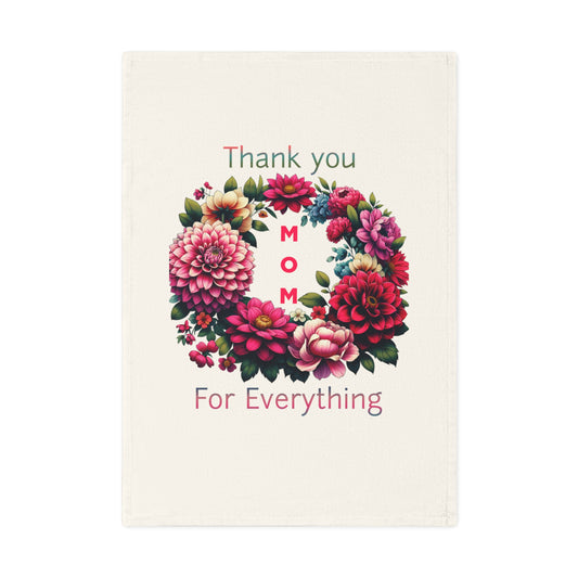 Floral Thank You Mom 100% Organic Cotton Tea Towel
