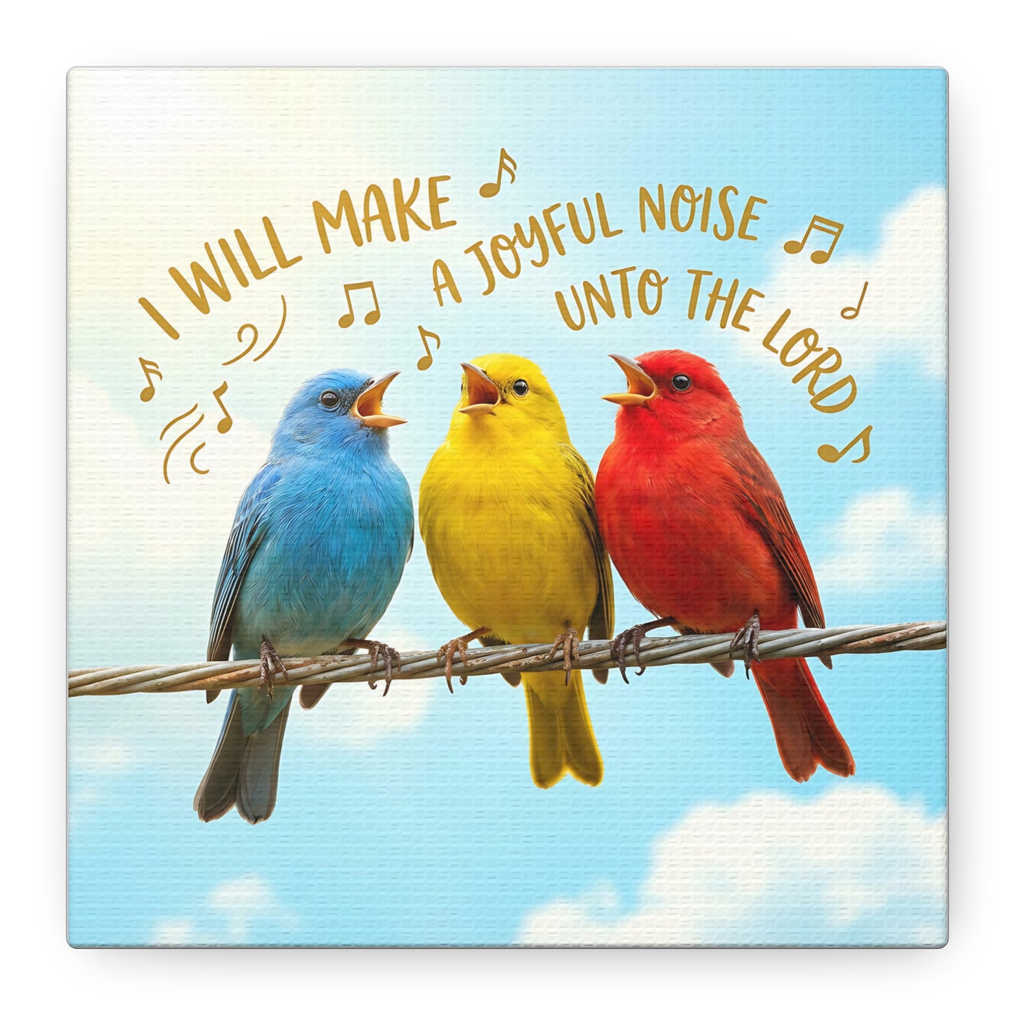 Joyful Birds Canvas Wall Art — "I Will Make A Joyful Noise unto the Lord" Motivational Wall Art